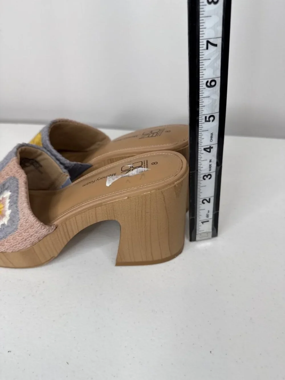 No Boundaries Women's Size 8 Crochet Knit Block Heel Slide Sandals Boho